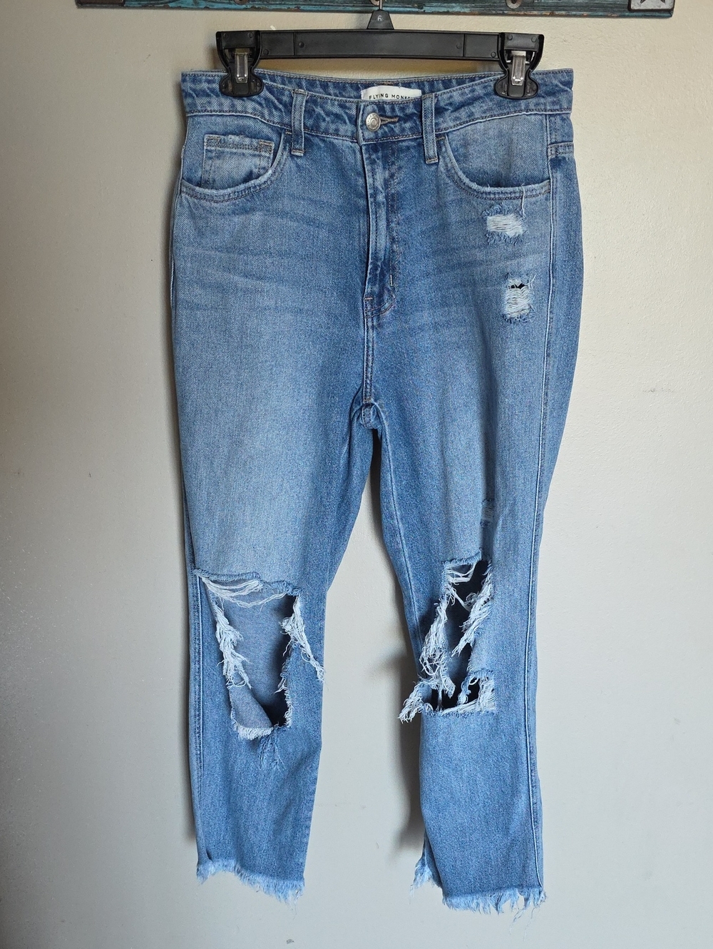 Flying Monkey Light Blue Distressed Ankle Jeans